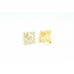 Women's Ear tops studs Earrings yellow Gold Plated Zircon Stones square design